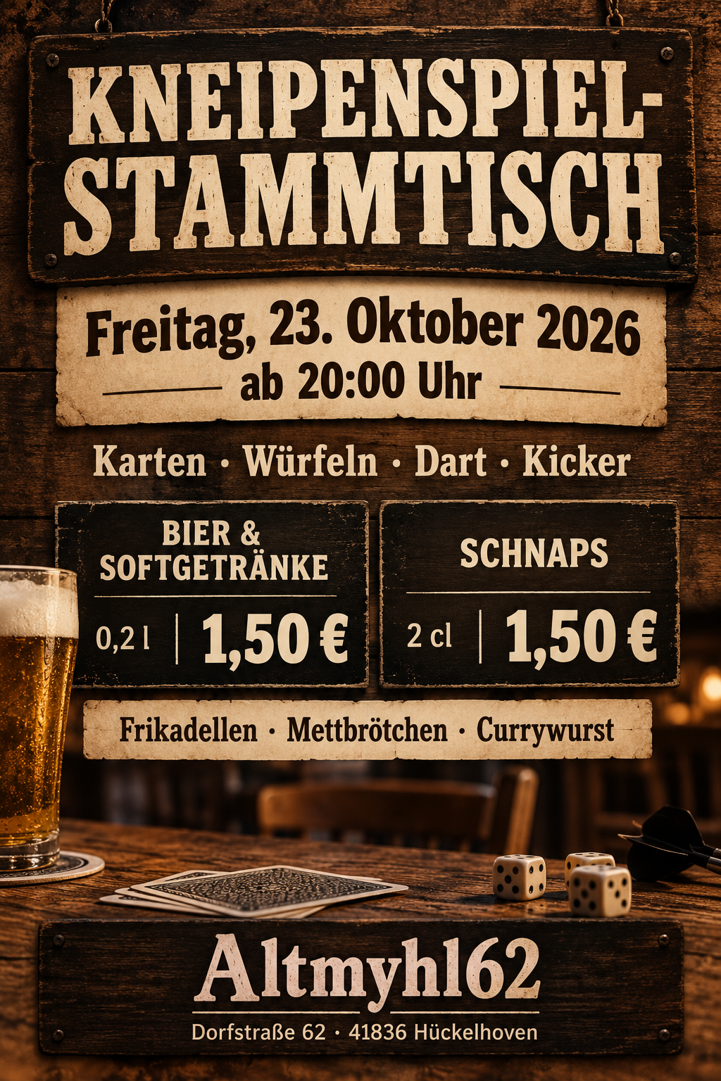 Kneipenspiel-Stammtisch am 23.10.2026